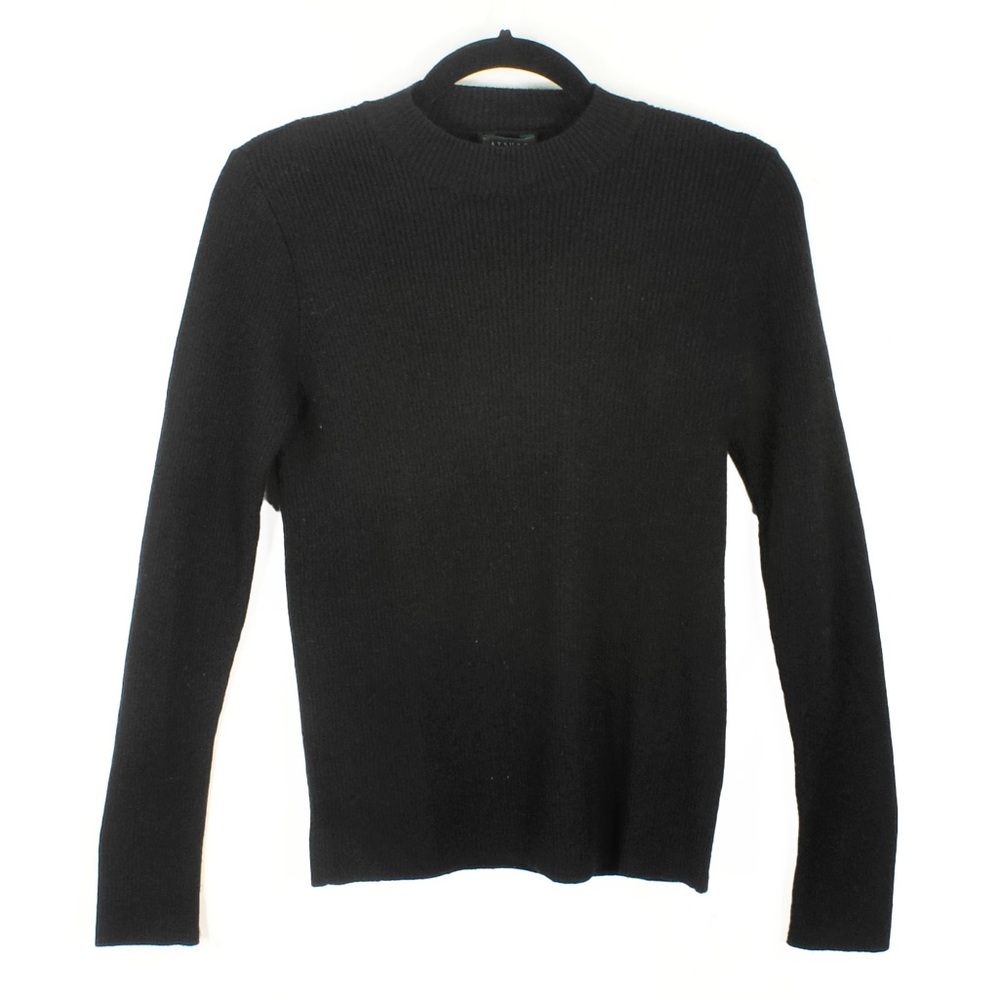 Vintage Atsuro Tayama Japan Black Rib Knit Long Sleeve Wool Sweater